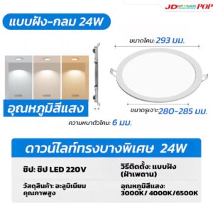 ดาวไลท์กลมฝัง-24W